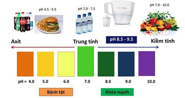 Các loại nước có độ pH khác nhau.